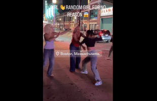 Girl Slaps And Beat Up Two Girls For No Reason Just To Show Off In Front Of Some Guys