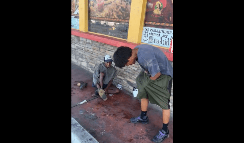Man Handles A Homeless Guy After He Seen Him Steal Money From A Homeless Woman