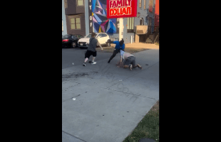 Two Dudes Gets Handled And Tossed Around By One Man At His Job After They Tried To Harass His Customers For No Reason
