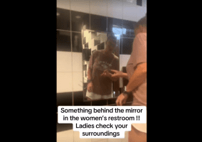 Mother And Her Small Daughter Was Shocked After They Found A Secret Hole Behind A Mirror In The Girls Restroom