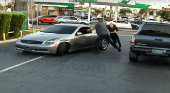 Girl Hopped Out On A Man After He Kept Putting Hands On Her Boyfriend During A Road Rage