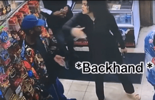 Dude Gets Backhanded By A Woman After He Disrespected Her And Then Gets Slapped By Her Boyfriend When He Went Outside