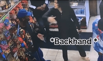 Dude Gets Backhanded By A Woman After He Disrespected Her And Then Gets Slapped By Her Boyfriend When He Went Outside