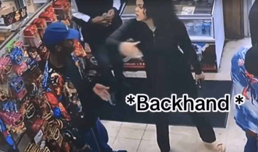 Dude Gets Backhanded By A Woman After He Disrespected Her And Then Gets Slapped By Her Boyfriend When He Went Outside