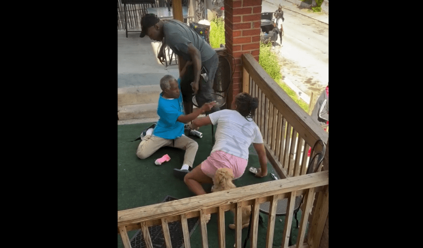 Woman Gets Smacked After She Tried To Protect Man From Another Man