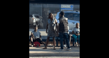 Dude Gets Pushed Down After He Tried To Make A Woman That Didn’t Like Him Sit In His Lap