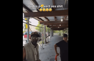 Old Guy Gets Caught Being Creepy To A Man Little Homie And Gets His Face Pushed Back