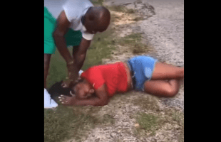 Side Chick Pulled Up To A Married Man House And Got Beaten By Him After She Thought He Was Gonna Be On Her Side