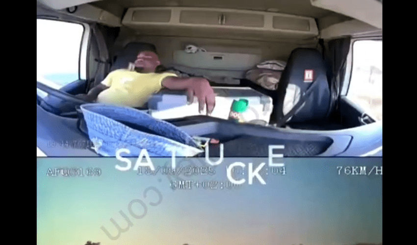 Trucker Flips His Truck After He Fell Asleep While Driving