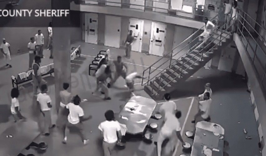 Big Brawl Breaks Out In Prison Between Black Men And Mexicans.