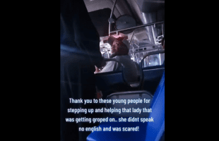 Dude Gets Kicked Off The Bus By Some Young Girls After He Was Caught Touching A Woman That Couldn’t Speak English