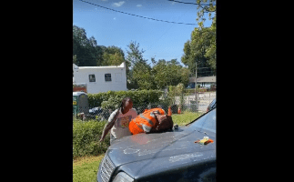 Candy Lady Handles A Man After He Came On Her Porch Eating Her Items Without Paying