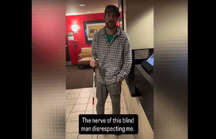 Blind Man Disrespects Man For No Reason After He Claim That He Woke Him Up In A Public Hotel