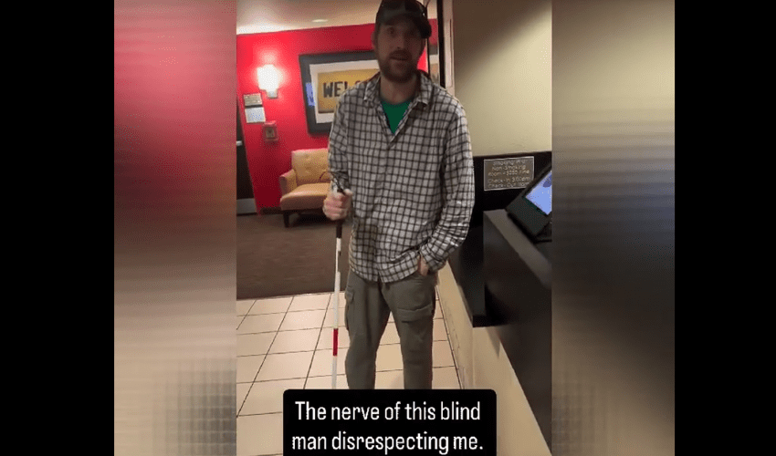 Blind Man Disrespects Man For No Reason After He Claim That He Woke Him Up In A Public Hotel