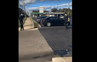 Security Guard Crashed Out On His Job After Using His Strap To Scare Off A Guy That Was Playing With Him
