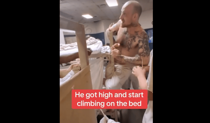Inmate Gets Too High In Prison And Tried To Climb Up Other Inmates Bed