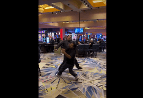 Dude Gets Dropped By A Man At The Casino After He Got Mad About Losing A Game