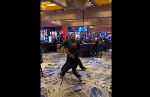 Dude Gets Dropped By A Man At The Casino After He Got Mad About Losing A Game