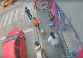 Wrong Place At The Wrong Time For A Mother With Her Newborn Child That Was Casually Walking