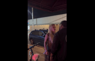 Woman Does Imaginary Punches In A Man Face After She Was Told She Was Getting Knocked Out, If She Put Hands On Him Again