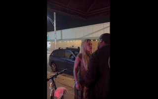 Woman Does Imaginary Punches In A Man Face After She Was Told She Was Getting Knocked Out, If She Put Hands On Him Again