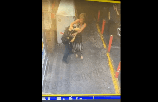 Police Officer Gets Handled By A Homeless Lady At The Store