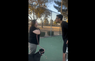 Karen Should Of Just Left But She Kept Harassing Some Young Guys Playing Tennis