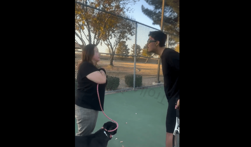 Karen Should Of Just Left But She Kept Harassing Some Young Guys Playing Tennis