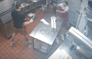 Manager Caught His Two Coworkers That Didn’t Like Each Other Drawing Down On Each Other With Kitchen Accessories