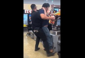 Manager Steps On Customer Debit Card And  Grabbed Him Up For Not Leaving His Store