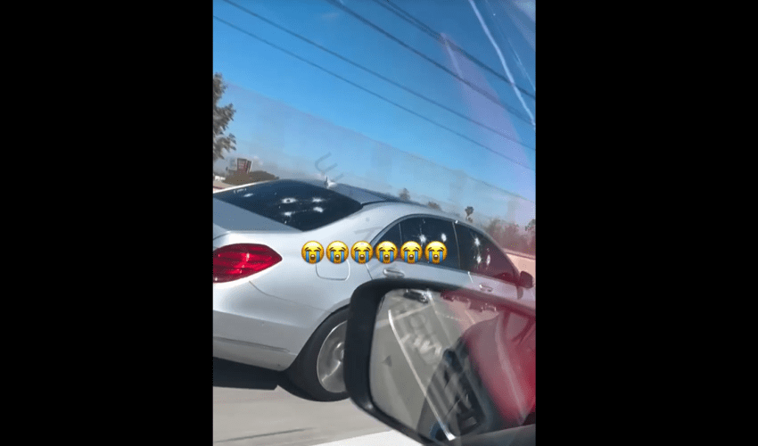 Dude Was Shocked After Seen A Guy Still Driving His Mercedes In Traffic After It Had Multiple Bullet Holes
