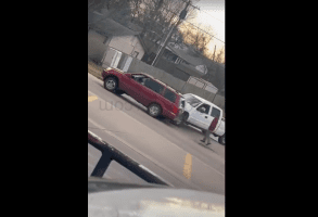 Dude Was About To Handle A Guy Before His Homies Pulled Up In A Truck And He Took Off