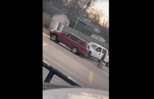 Dude Was About To Handle A Guy Before His Homies Pulled Up In A Truck And He Took Off