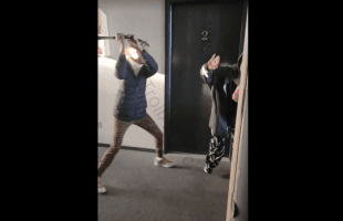 Woman Runs In A Man House After Another Woman Confronted Her With A Baseball Bat