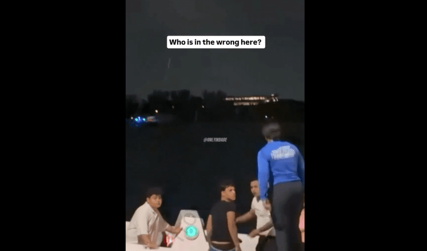 Woman That Work The Dock Jumps In A Man Boat After He Threw A Drink In Her Face For Telling Him To Leave