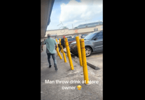 Store Owner Chase Man Out The Store After He Threw A Drink In His Face Because His Cost Too Much