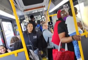 Woman Gets Mad And Goes Off On A Random Man On The Bus For Not Getting Up For A Older Woman And Her Child