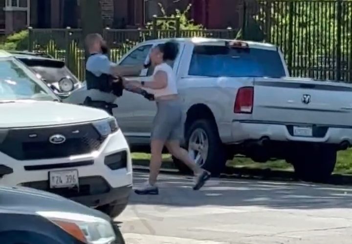 Girl Put Hands On Her Police Boyfriend After She Found Out He Was Cheating On The Job