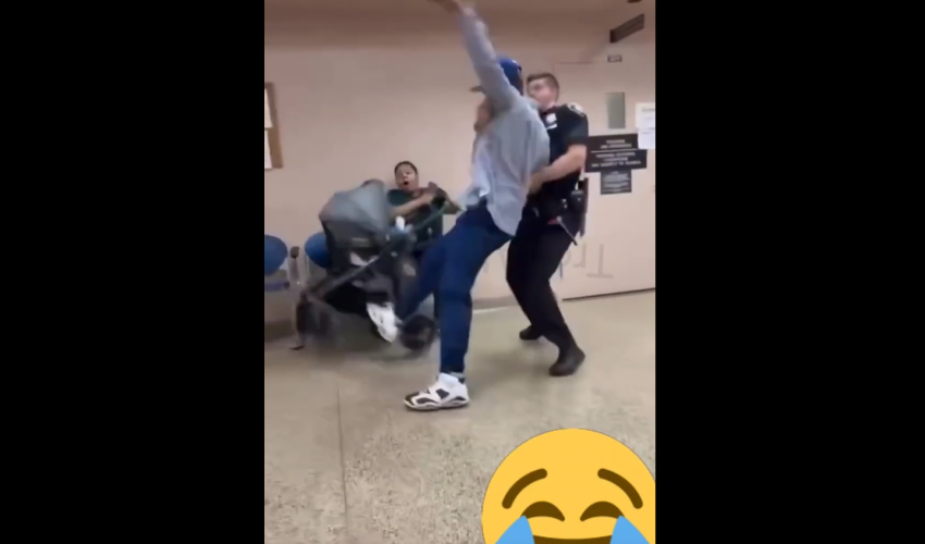 Man Kicks A Random Woman Baby Stroller In The Court House And Got Arrested