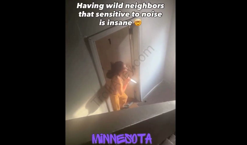 Girl Got Mad Came Out With A Knife After People In Her Apartment Complex Kept Making Noises