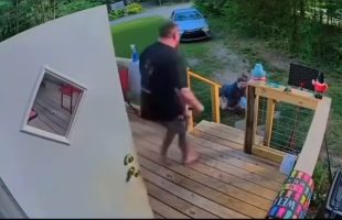 Mother Screams For Help After A Dog Rushed Her And Her Kids And Gets Saved By Her Husband
