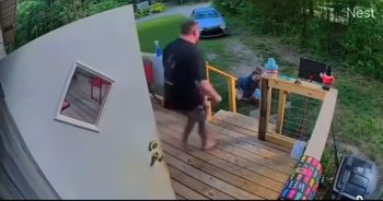 Mother Screams For Help After A Dog Rushed Her And Her Kids And Gets Saved By Her Husband