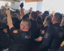 Police Seen Spreading A Crowd Like Roaches With Pepper Spray