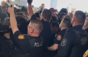 Police Seen Spreading A Crowd Like Roaches With Pepper Spray