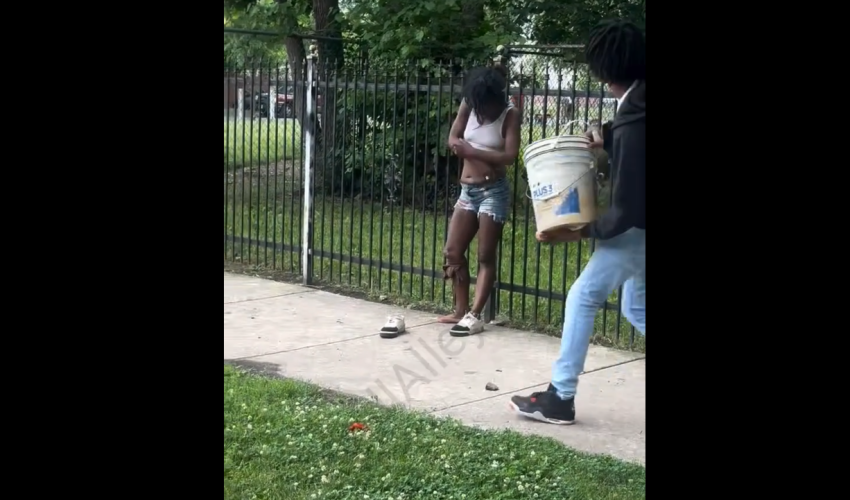 Woman On Drugs Gets Drenched For Coming In Their Neighborhood Where Kids Play At To Get High