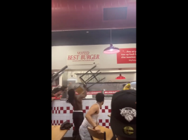 Group Of Men Walked In Five Guys And Seen The Guy They Had Problems With On The Streets Working And This How They Handled It