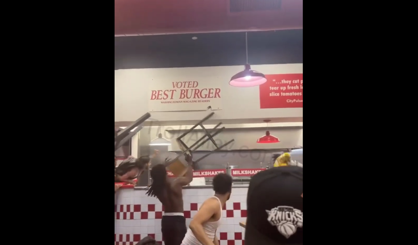 Group Of Men Walked In Five Guys And Seen The Guy They Had Problems With On The Streets Working And This How They Handled It