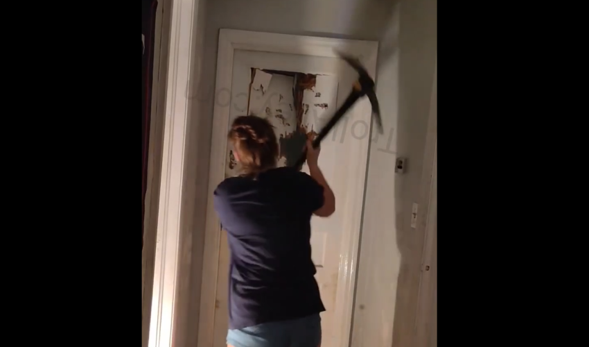 Woman Breaks Down A Door With A Pickaxe After She Got Tired Of Her Family Member Not Paying Rent