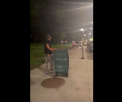 Drunk Man Empty A Trash Can So He Can Throw It At Somebody During A Altercation And Failed Miserably