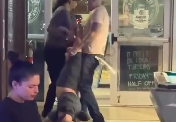 Dude Gets Dragged Out The Bar For Swinging On A Woman That Touched Him First And Then Gets Put To Sleep
